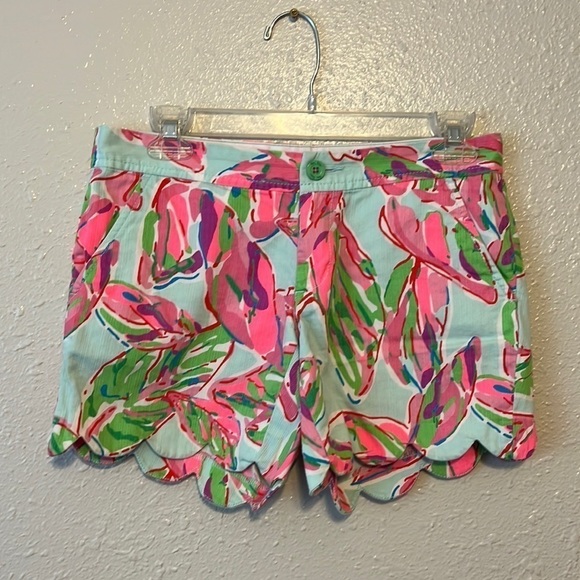 LILLY Pulitzer Pink and Blue The Buttercup Shorts Size 0 - Picture 1 of 7